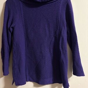 Coldwater Creek Deep Purple Textured Turtleneck Sweater